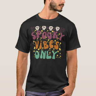 Spooky Vibes only Retro Skull Bats Hwe T-shirt