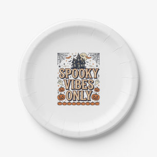 Spooky Vibes Only Vintage Halloween Shirt Ontwerp_ Papieren Bordje