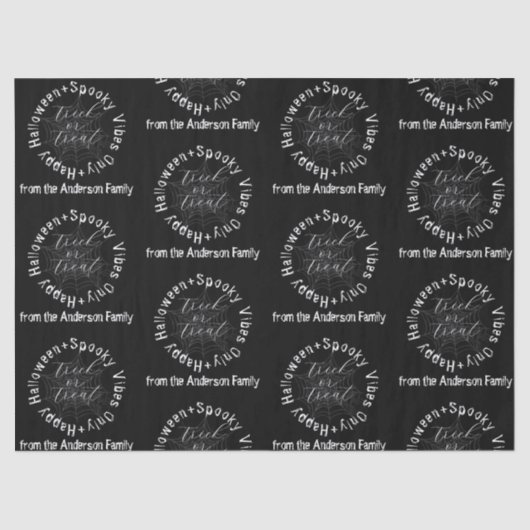 Spooky Vibes Only Zwart-wit Happy Halloween Tissuepapier (Voorkant)