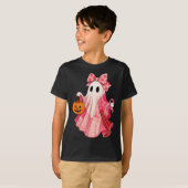 Spooky Vibes Pink Ghost Preppy Halloween Women Gir T-shirt (Voorkant volledig)