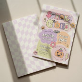 Spooky Vibes Preppy Halloween Verjaardag Uitnodigi Kaart