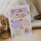 Spooky Vibes Preppy Halloween Verjaardag Uitnodigi Kaart