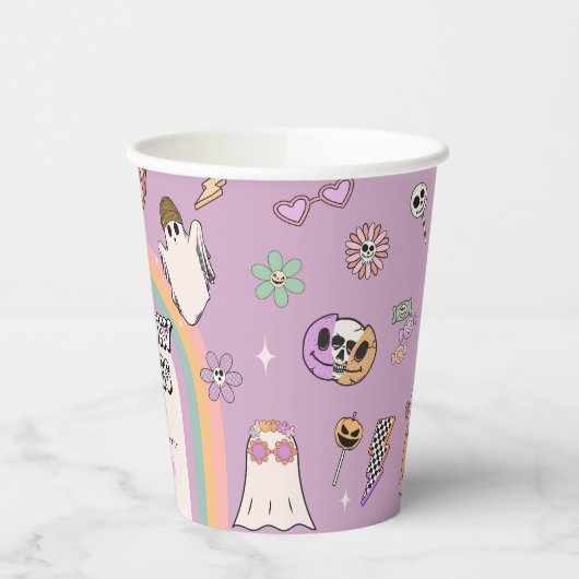 Spooky Vibes Retro Fun Halloween Party Papieren Bekers (Links)