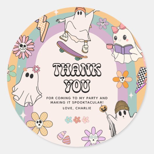 Spooky Vibes Retro Fun Halloween Party Ronde Sticker (Voorkant)