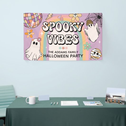 Spooky Vibes Retro Fun Halloween Party Spandoek (Beurs)
