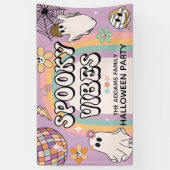 Spooky Vibes Retro Fun Halloween Party Spandoek (Verticaal)