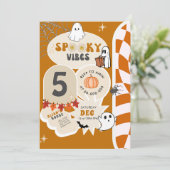 Spooky Vibes Retro Geruite Halloween Verjaardag Kaart (Staand voorkant)