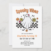 Spooky Vibes Retro Ghost Halloween Verjaardagsfees Kaart (Voorkant)