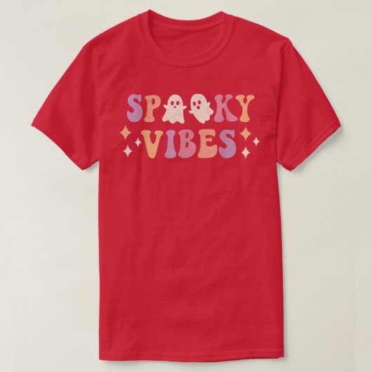 Spooky Vibes Retro Groovy Halloween Trick or treat T-shirt (Design voorkant)