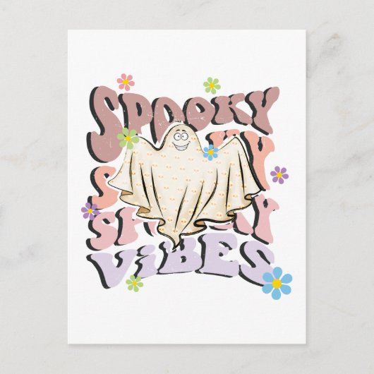 Spooky Vibes Retro Halloween Briefkaart (Voorkant)