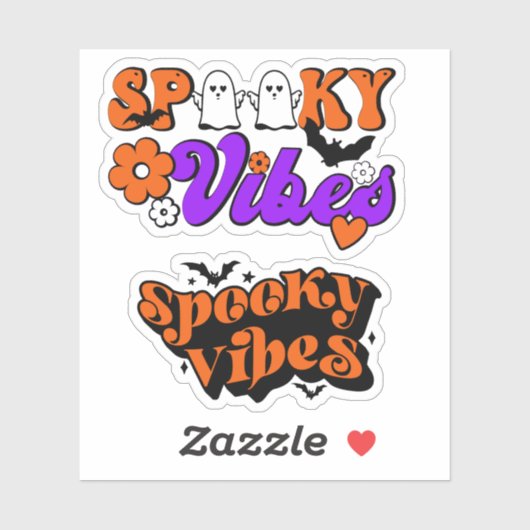 Spooky Vibes Retro Halloween Contour Sticker (Vel)