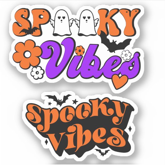 Spooky Vibes Retro Halloween Contour Sticker (Voorkant)