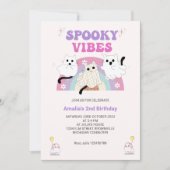 Spooky Vibes Retro Halloween Ghost Birthday Kaart (Voorkant)