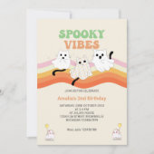 Spooky Vibes Retro Halloween Ghost Birthday Kaart (Voorkant)