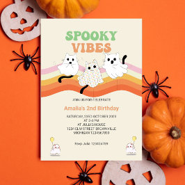 Spooky Vibes Retro Halloween Ghost Birthday Kaart