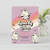Spooky Vibes Retro Halloween Ghost Birthday Kaart (Staand voorkant)