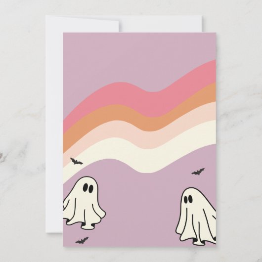 Spooky Vibes Retro Halloween Ghost Birthday Kaart (Achterkant)