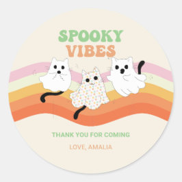 Spooky Vibes Retro Halloween Ghost Birthday Ronde Sticker