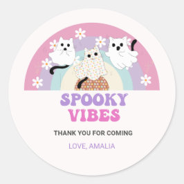 Spooky Vibes Retro Halloween Ghost Birthday Ronde Sticker