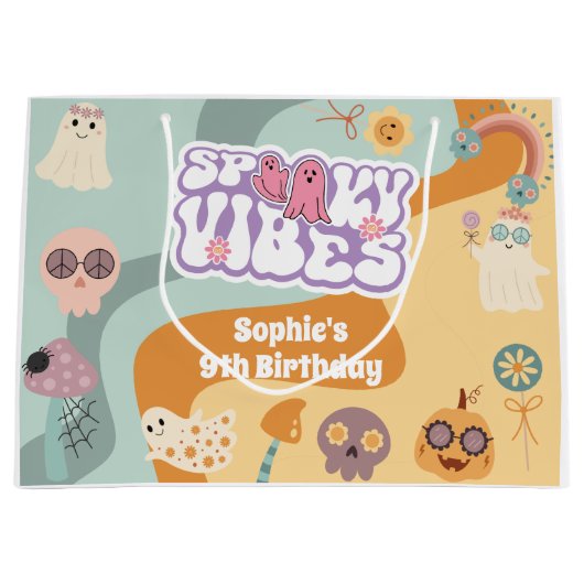Spooky vibes retro  halloween kids birthday groot cadeauzakje (Voorkant)