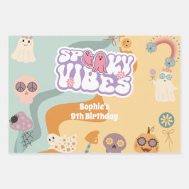 Spooky vibes retro  halloween kids birthday inpakpapier vel