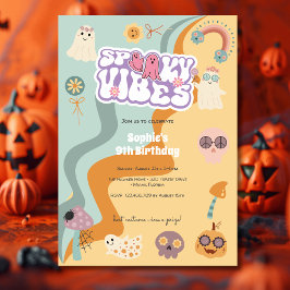Spooky vibes retro  halloween kids birthday kaart
