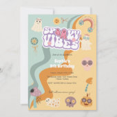 Spooky vibes retro  halloween kids birthday kaart (Voorkant)