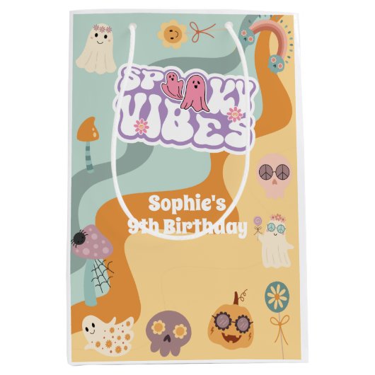 Spooky vibes retro  halloween kids birthday medium cadeauzakje (Voorkant)