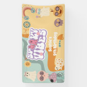 Spooky vibes retro  halloween kids birthday spandoek (Verticaal)