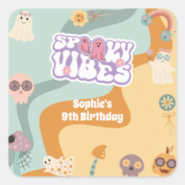 Spooky vibes retro  halloween kids birthday vierkante sticker