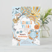 Spooky Vibes Retro Halloween Party Boy Verjaardag Kaart (Staand voorkant)