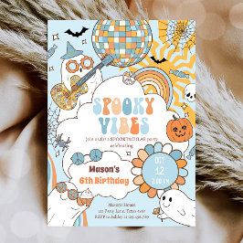 Spooky Vibes Retro Halloween Party Boy Verjaardag Kaart