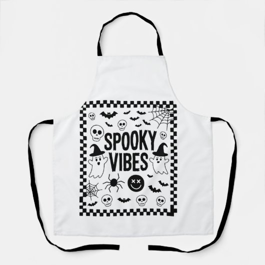 Spooky Vibes Retro Halloween Schort (Voorkant)