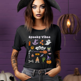 Spooky Vibes Retro Halloween Skelet Ghost Boo T-shirt