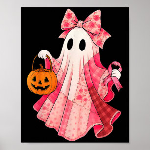 Spooky Vibes Roze Geest Preppy Halloween Vrouwen M Poster