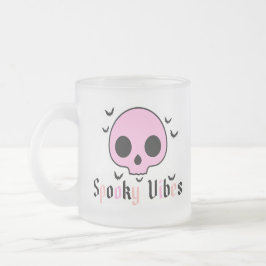 Spooky Vibes - Roze schedel en vleermuis Halloween Matglas Koffiemok
