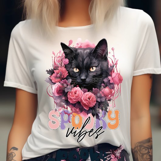 Spooky Vibes-Schattig Zwart Kat Halloween-Kat Love T-shirt