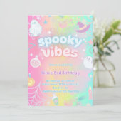 Spooky Vibes Schattige Roze Neon Pastel Halloween Kaart (Staand voorkant)