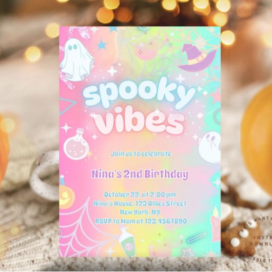 Spooky Vibes Schattige Roze Neon Pastel Halloween Kaart
