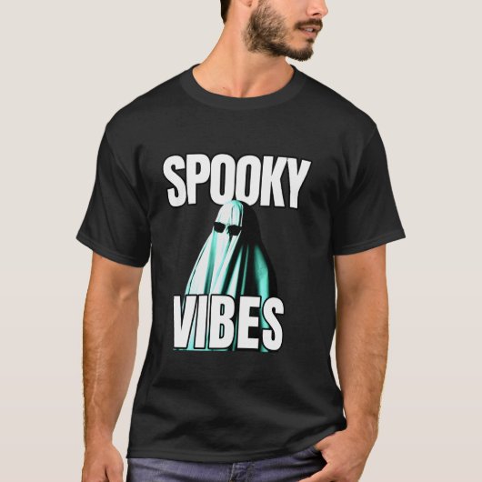 Spooky vibes Schattigee geest in zonnebril Funny H T-shirt (Voorkant)