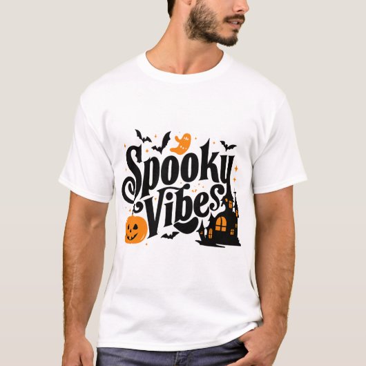 Spooky Vibes Schattigee Ghost Pumpkin spookhuis ku T-shirt (Voorkant)