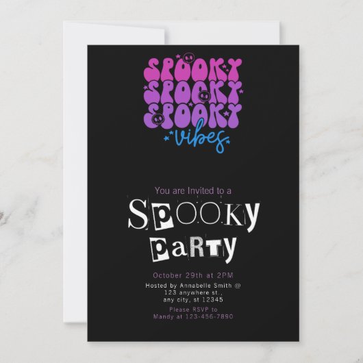 Spooky Vibes Skulls Sterren Halloween Party Kaart (Voorkant)