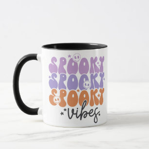 Spooky Vibes Skulls Sterren Schattige Wit Hallowee Mok