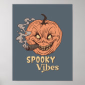Spooky Vibes Smoking Jack O Lantern Halloween Poster (Voorkant)