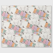 Spooky Vibes Trendy Pastel Retro Ghost Halloween Cadeaupapier (Vlak)