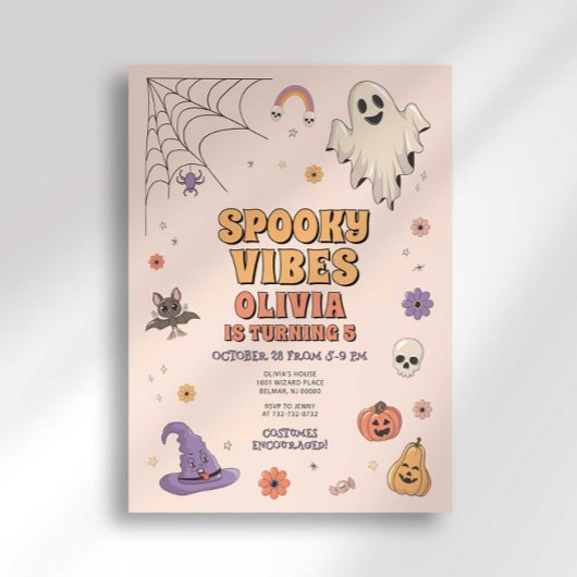 Spooky Vibes verjaardagsuitnodiging Kaart