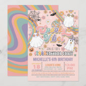 Spooky Vibes Verjaardagsuitnodiging - Meisje (roze Kaart (Voorkant / Achterkant)