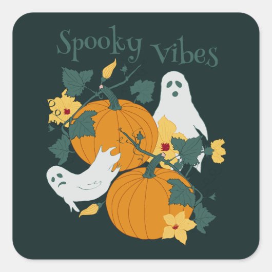 Spooky Vibes Vierkante Sticker (Voorkant)