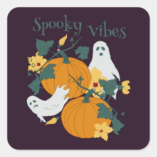 Spooky Vibes Vierkante Sticker (Voorkant)