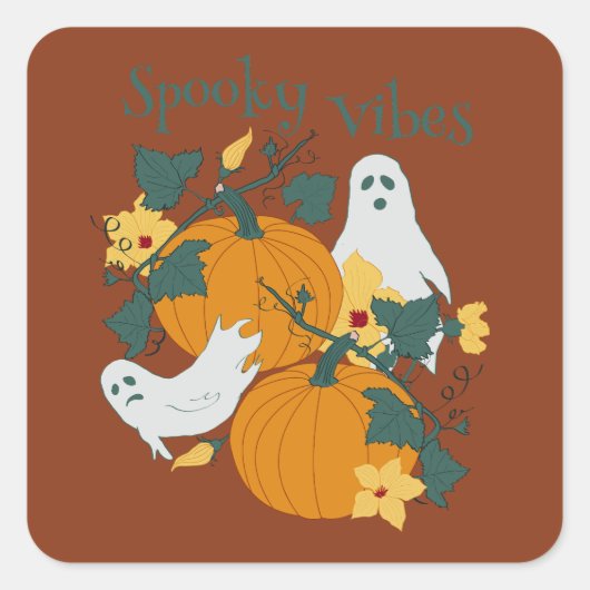 Spooky Vibes Vierkante Sticker (Voorkant)